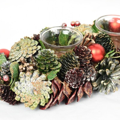 BSCI FSC natural pine cones handmade craft home decoration Christmas  candle holder