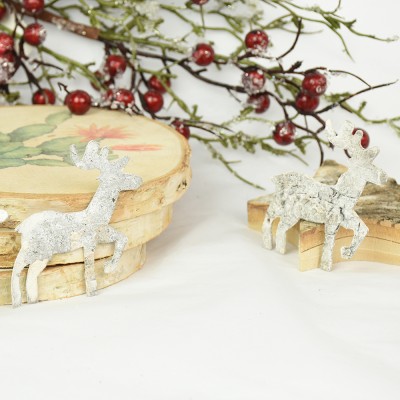 natural handmade birch bark ornaments Christmas reindeer