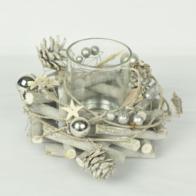 natural twigs white wash color candleholder FSC BSCI Christmas party decoration