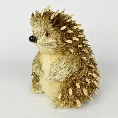 FSC BSCI natural wood grass animal  crafts home party decorative animal gift hedgehog