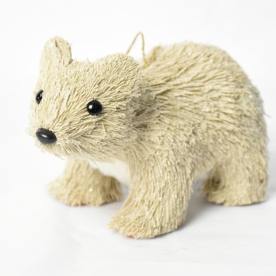 BSCI FSC handmade grass hanging craft artificial polar bear gift toys home use ornament